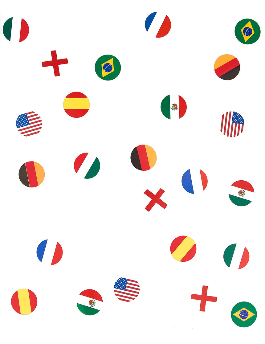 150 Confettis de table drapeau multi-nations