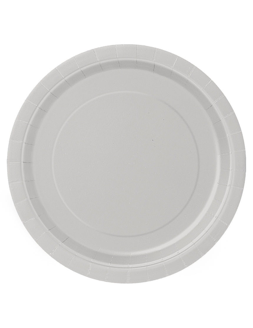 16 assiettes en carton argent 23 cm rondes festives
