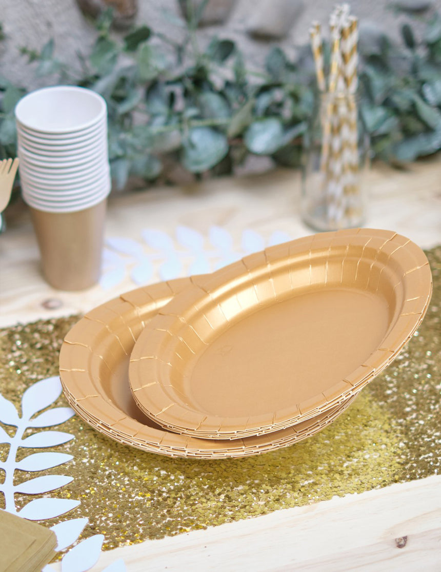 16 assiettes en carton doré mat 22 cm rondes