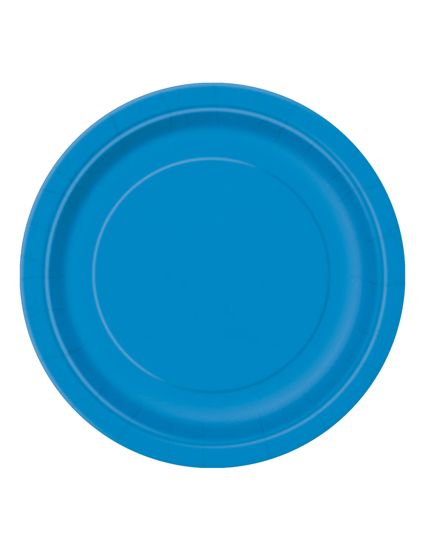 16 Grandes assiettes en carton bleues 22 cm