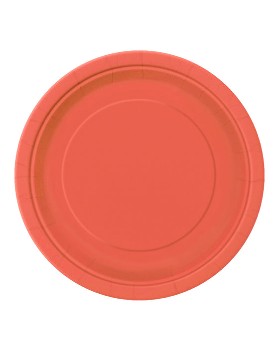 16 Grandes assiettes en carton corail 22 cm