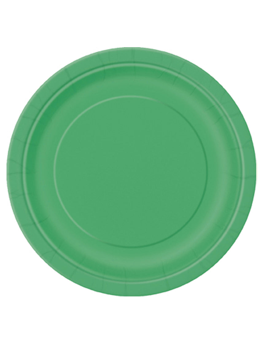 16 Grandes assiettes en carton vert émeraude 22 cm