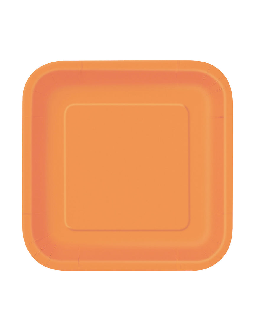 16 Petites assiettes carrées en carton oranges 18 cm