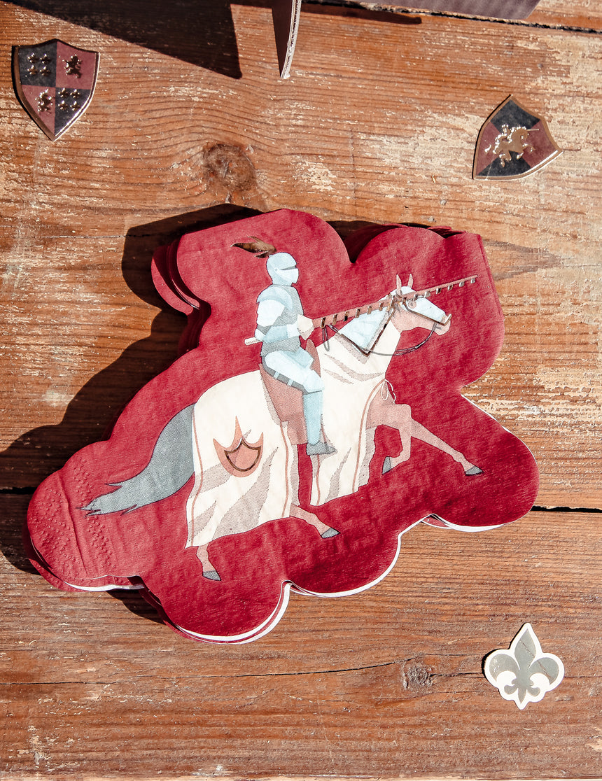 16 Serviettes chevaliers bordeaux 33 x 24 cm