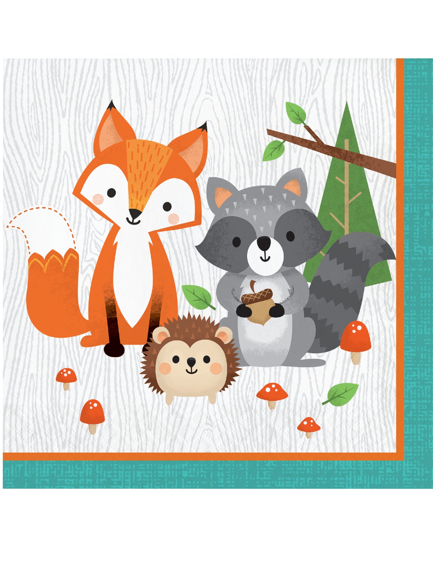 16 serviettes en papier animaux de la forêt 33 x 33 cm pour anniversaire