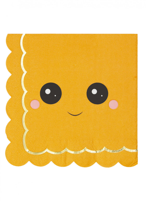 16 Serviettes festonnées en papier citrouille sweety 33 x 33 cm