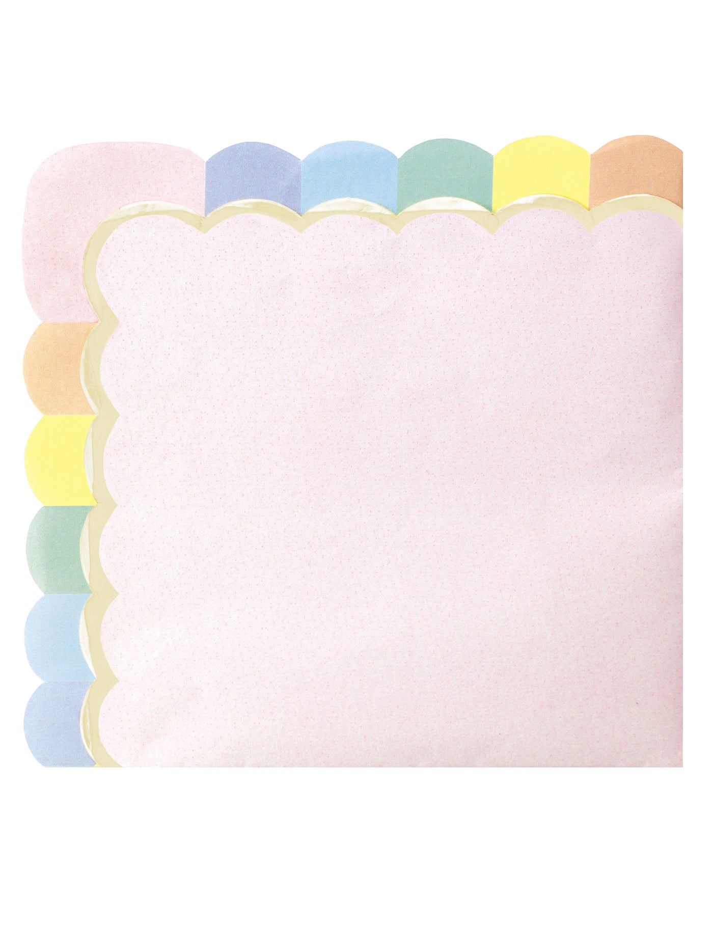 16 serviettes festonnées en papier rose pastel 33 x 33 cm bords arc-en-ciel
