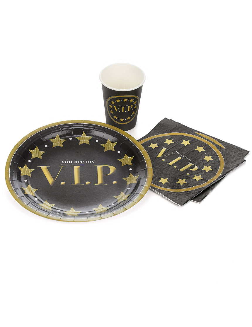 16 serviettes en papier noir et or 33 x 33 cm you are my vip