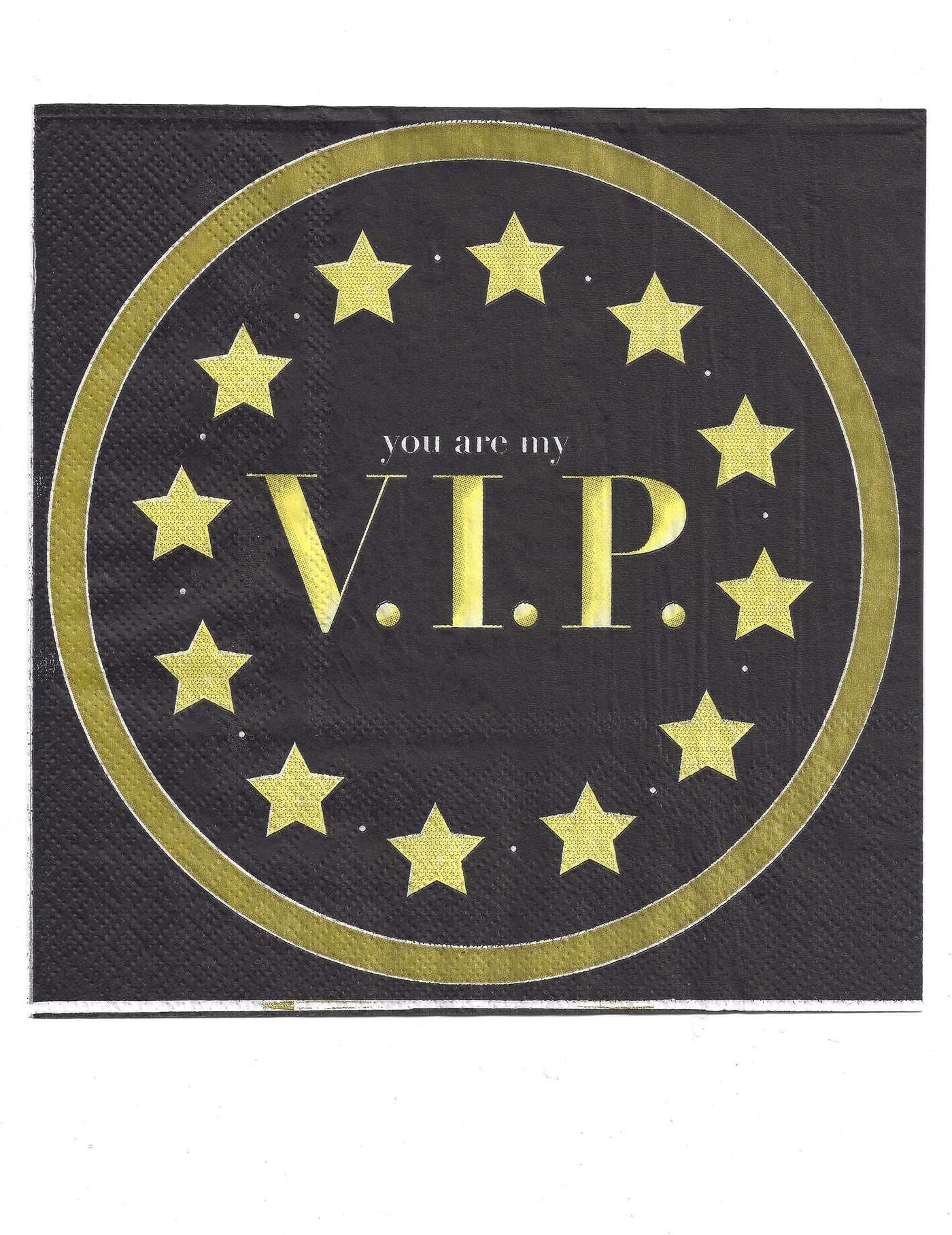 16 serviettes en papier noir et or 33 x 33 cm you are my vip
