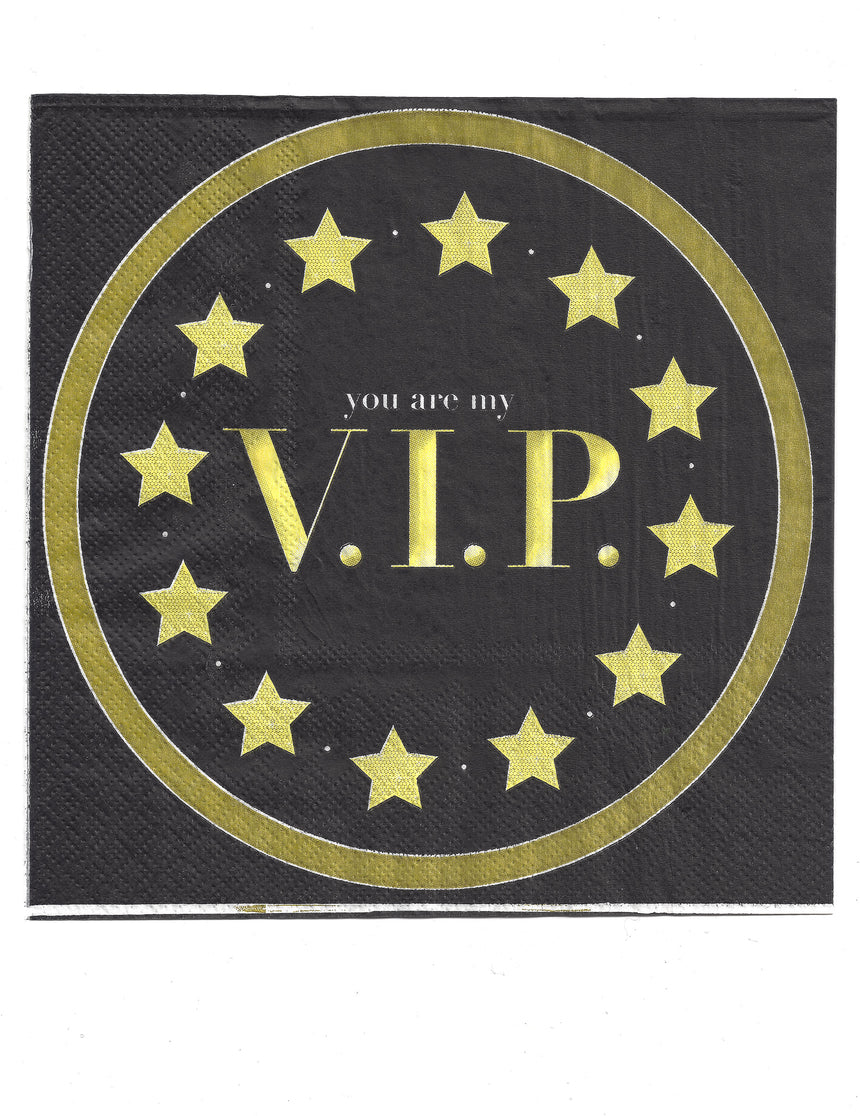 16 serviettes en papier noir et or 33 x 33 cm you are my vip