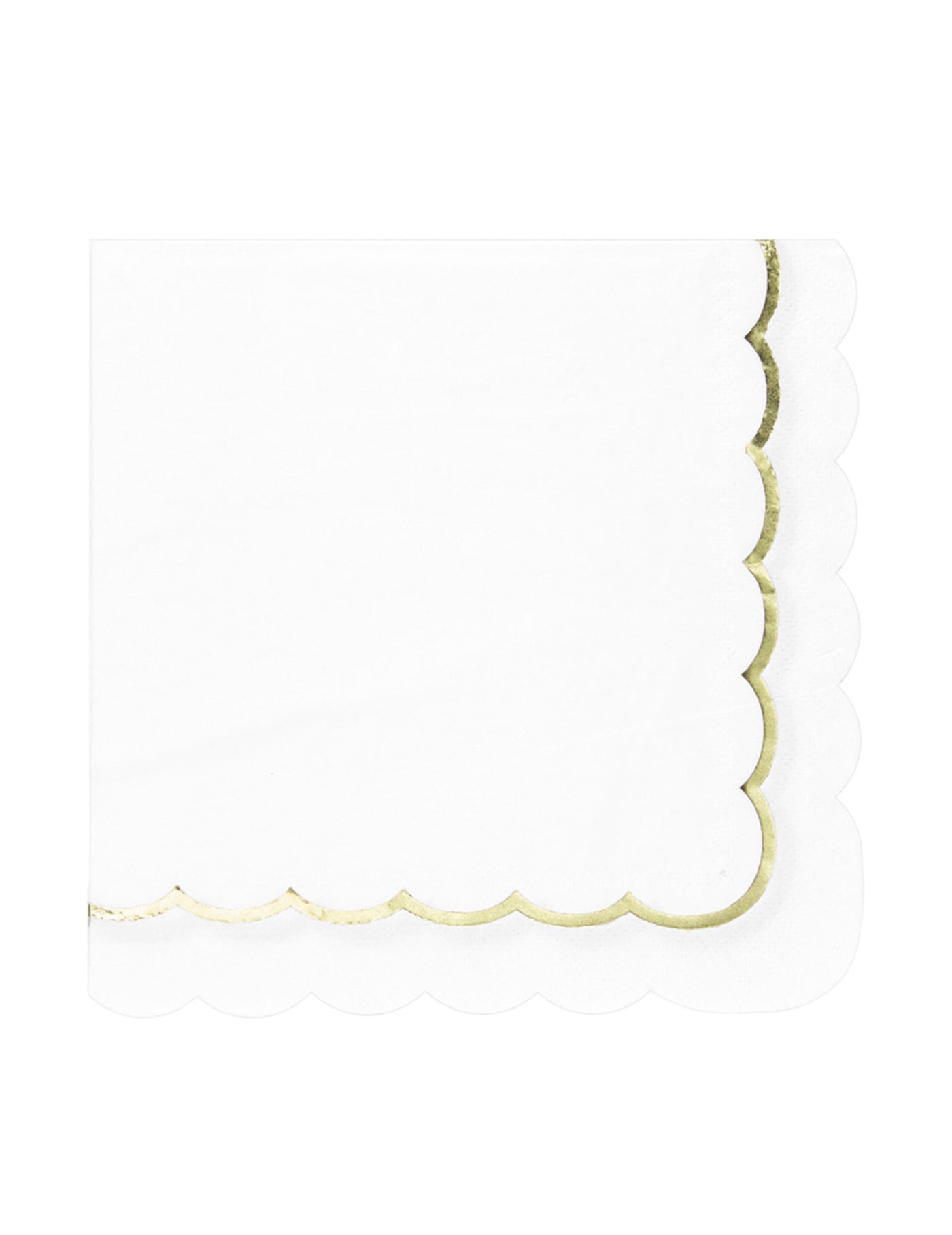 16 Serviettes en papier festonnées blanches et or 33x33cm