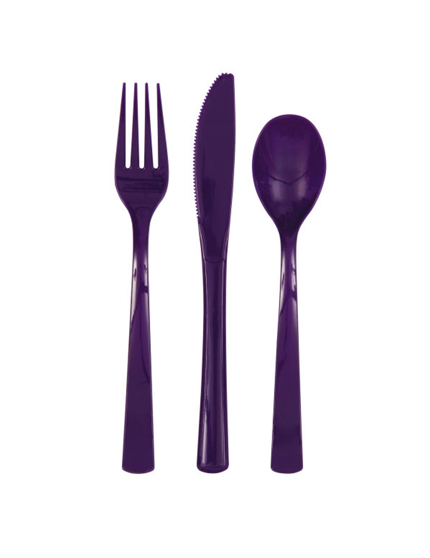18 Assortiment couverts en plastique violets foncés