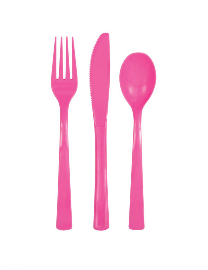18 Assortiments de couvert en plastique rose