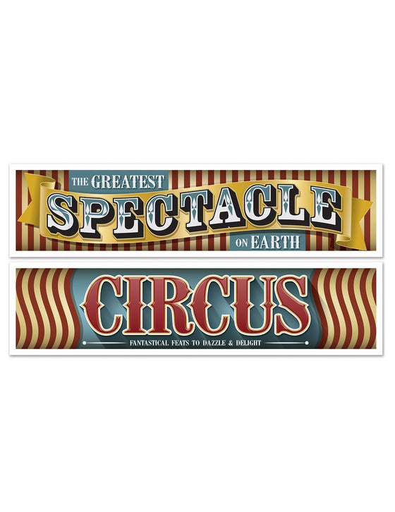 2 Banderoles Cirque Vintage 38 cm x 1,5 m