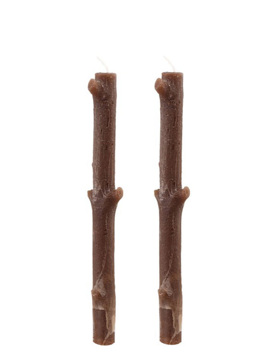 2 Bougies branches d'arbre marron 25 cm
