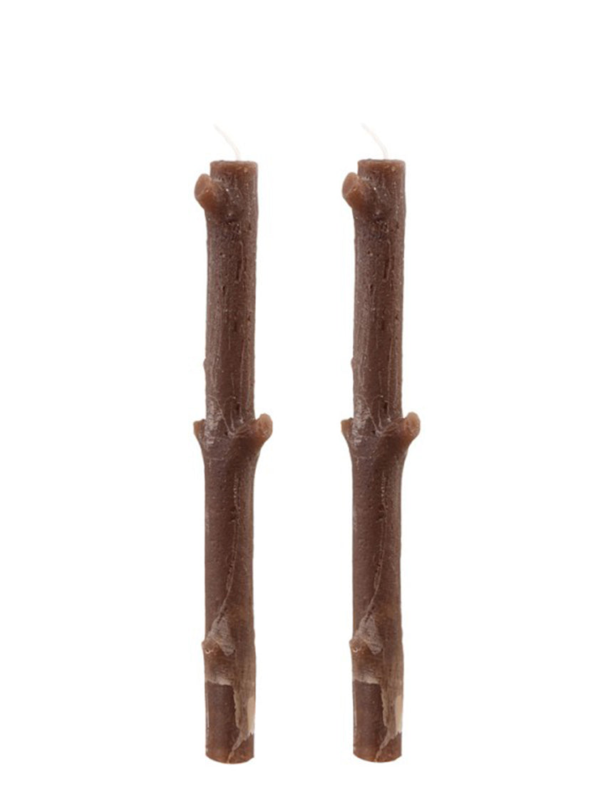 2 Bougies branches d'arbre marron 25 cm