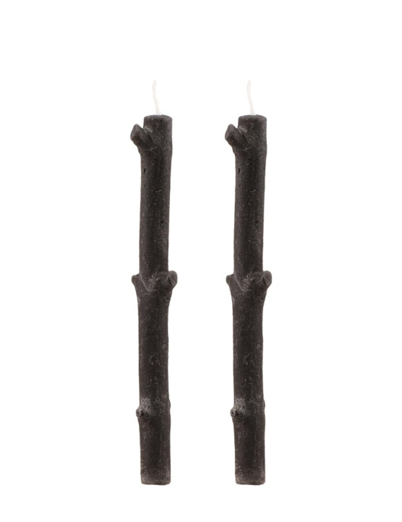 2 Bougies branches d'arbre noires 25 cm