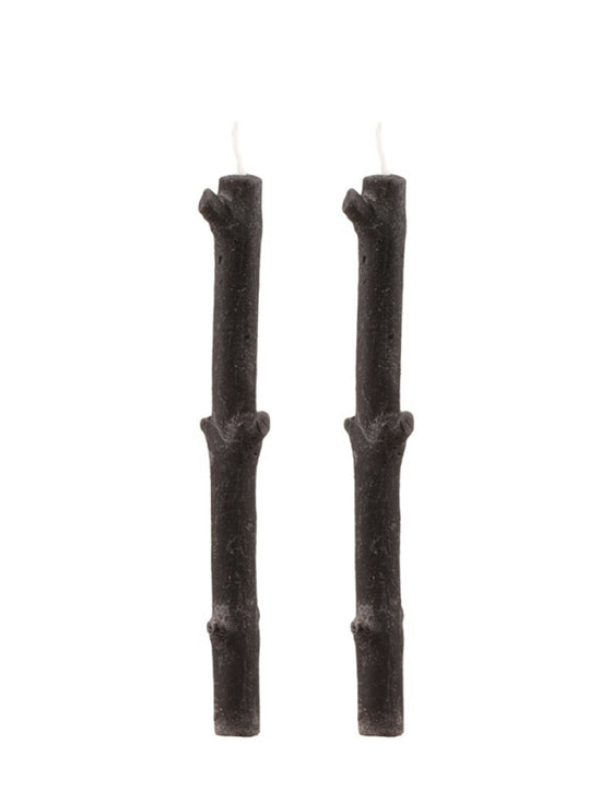 2 Bougies branches d'arbre noires 25 cm