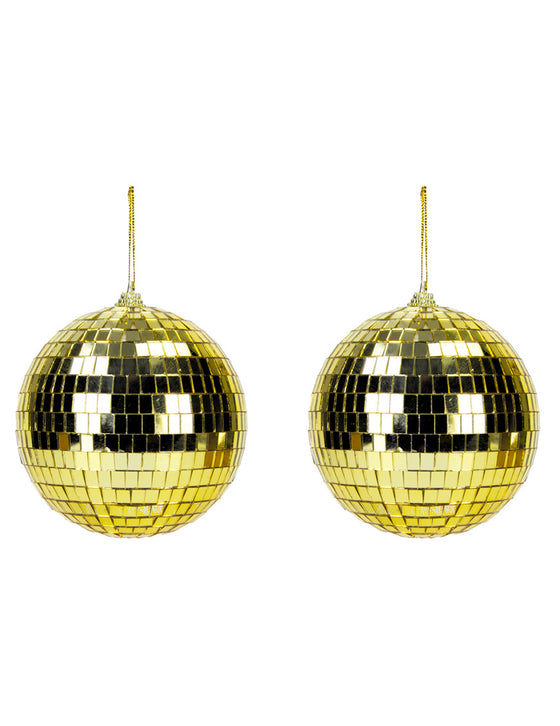 2 Boules disco dorées 10cm