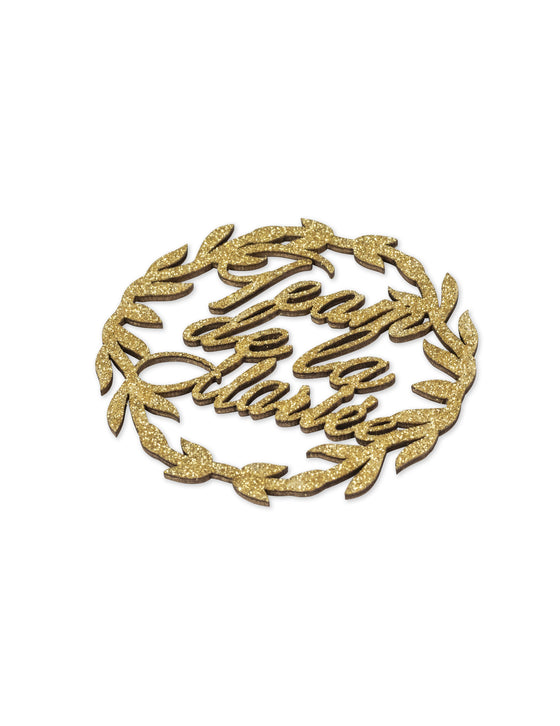 2 Couronnes en bois Team de la mariée paillettes or 7 cm