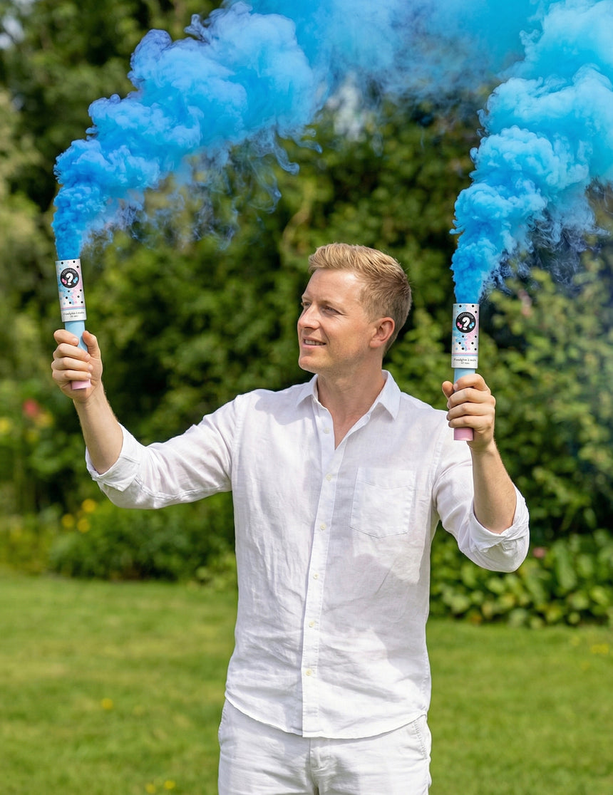2 Fumigènes à main bleus 45 secondes Gender Reveal