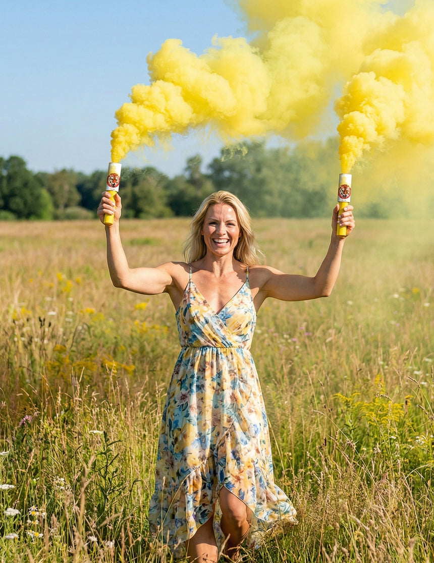 2 Fumigènes à main jaunes 45 secondes