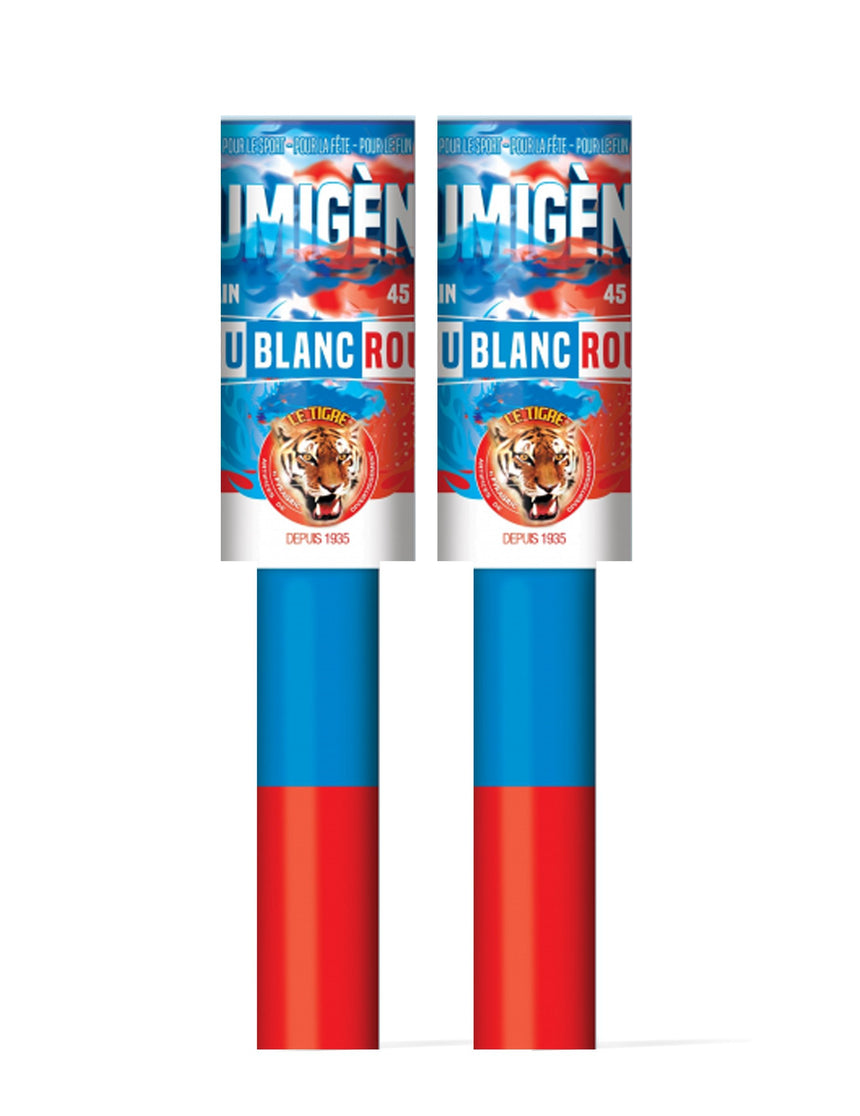 2 Fumigènes à main tricolores bleu blanc rouge 45 secondes
