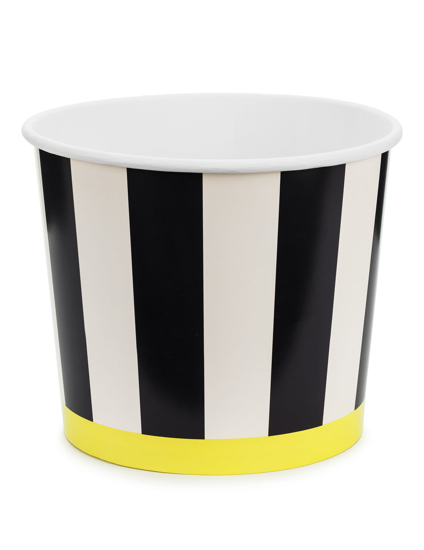 2 Pots à snacks en carton à rayures noires et blanches 14 cm