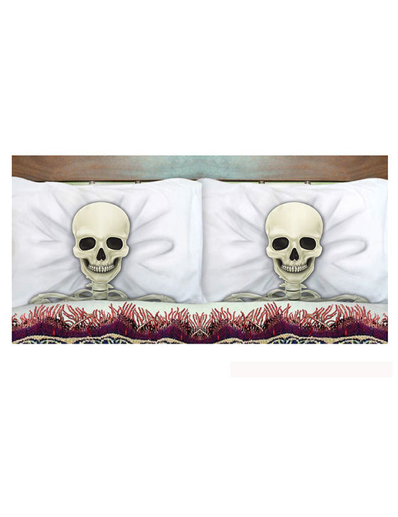 2 Taies d'oreiller squelette 53 x 81 cm Halloween