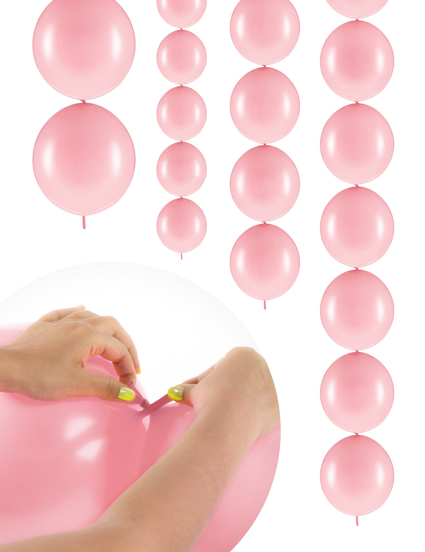 20 Ballons rose pastel à relier 28 cm