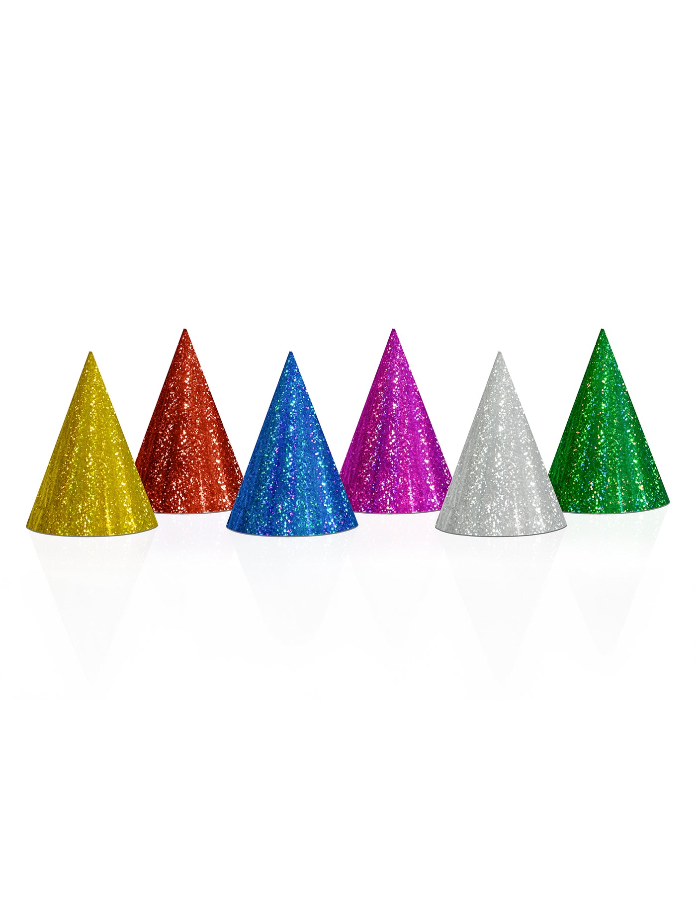 20 Chapeaux de fête colorés holographiques 16 x 10 cm