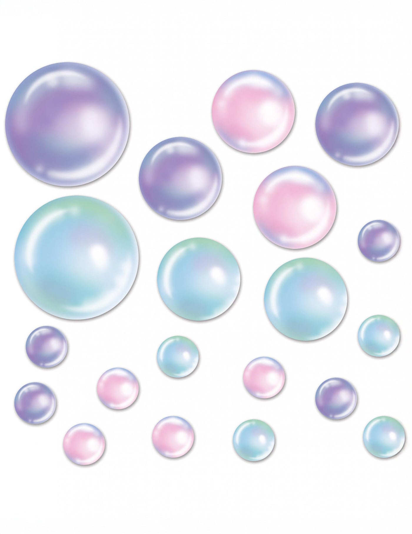 20 décorations bulles irisées 10 à 30 cm en carton