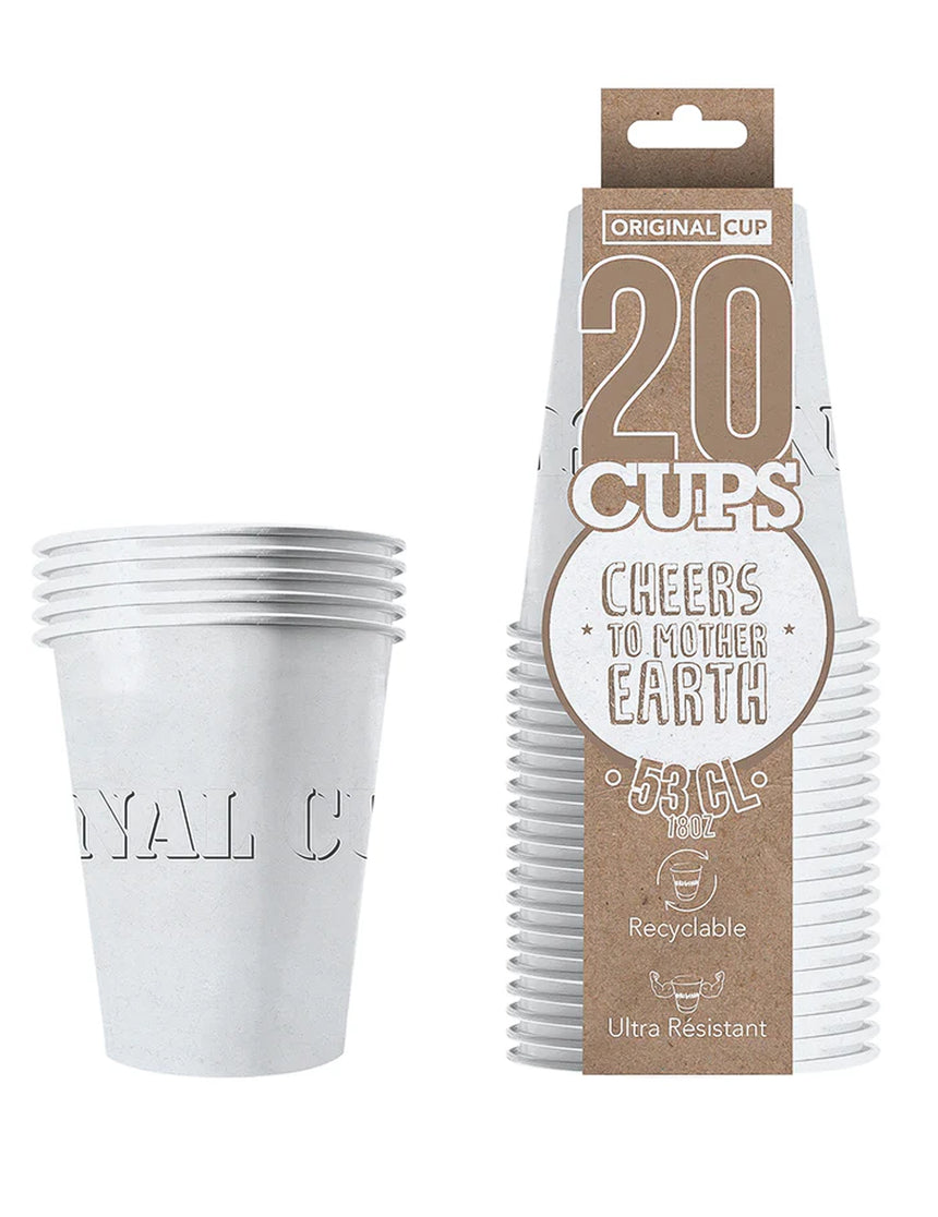 20 Gobelets américains carton recyclable blanc 53 cl
