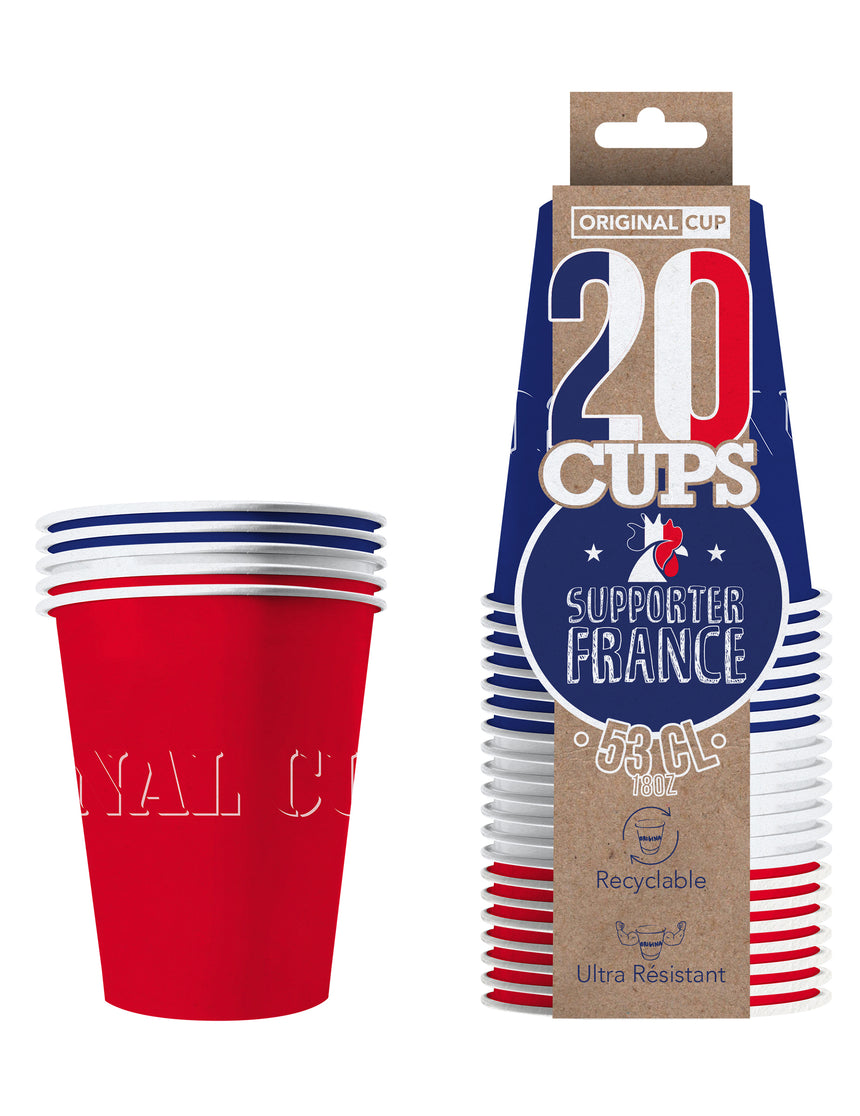 20 Gobelets américains carton recyclable France 53 cl