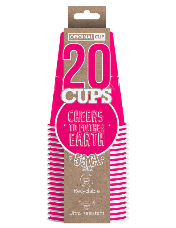 20 Gobelets américains carton recyclable roses 53 cl