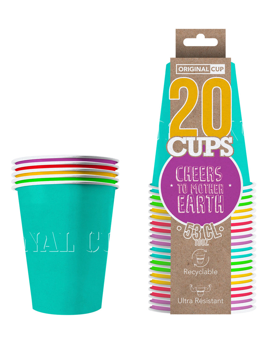 20 Gobelets américains carton recyclable Summer 53 cl
