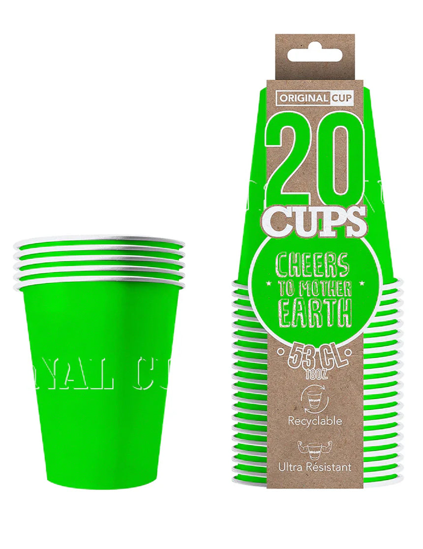 20 Gobelets américains carton recyclable verts 53 cl