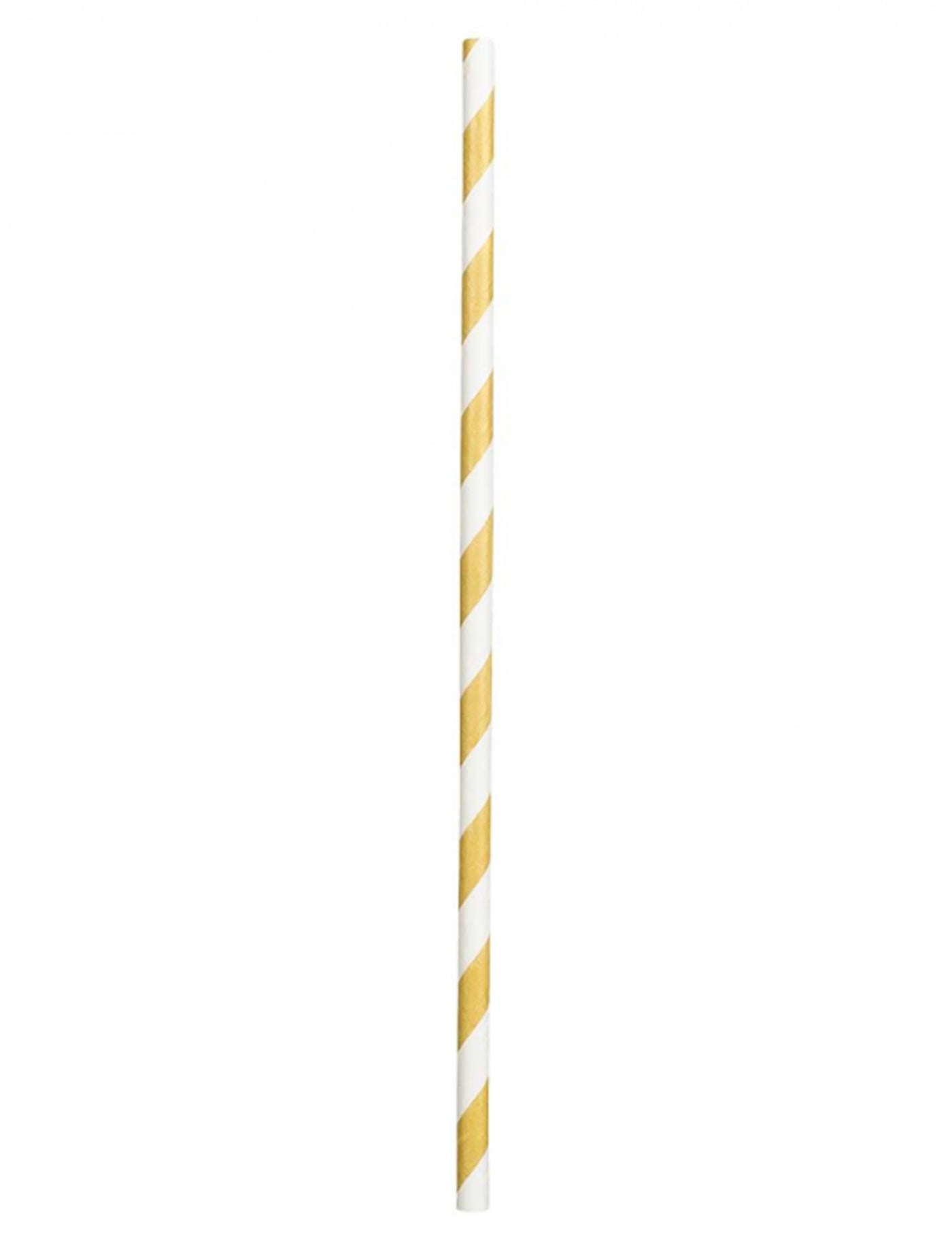 20 Pailles en carton rayées dorées 20 cm