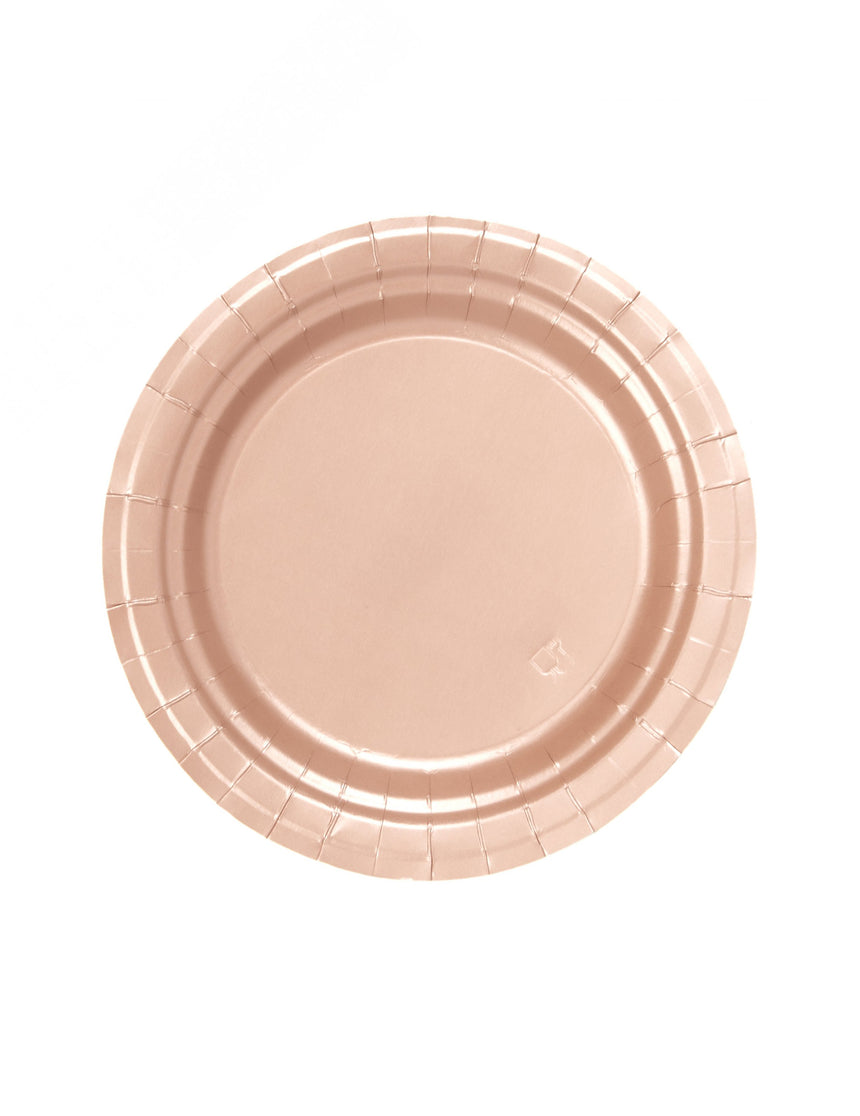 20 Petites assiettes en carton rose gold 19 cm