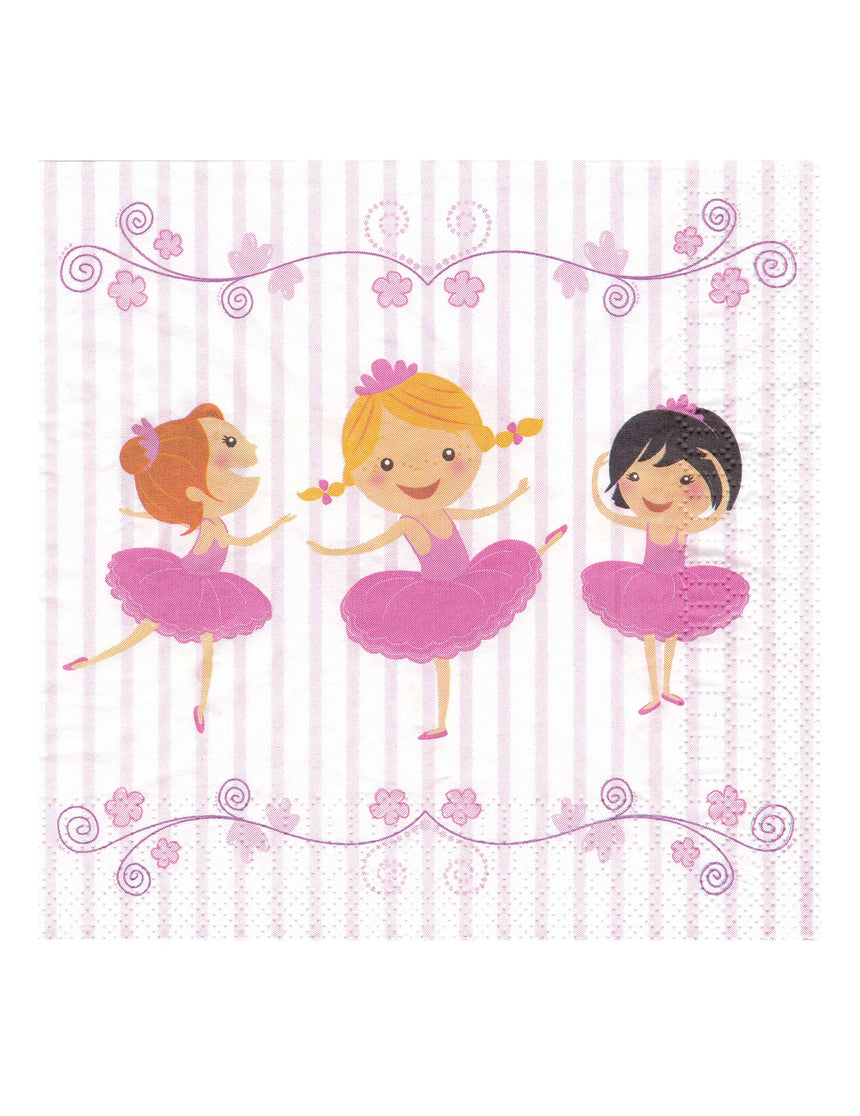 20 Serviettes en papier ballerines 33 x 33 cm