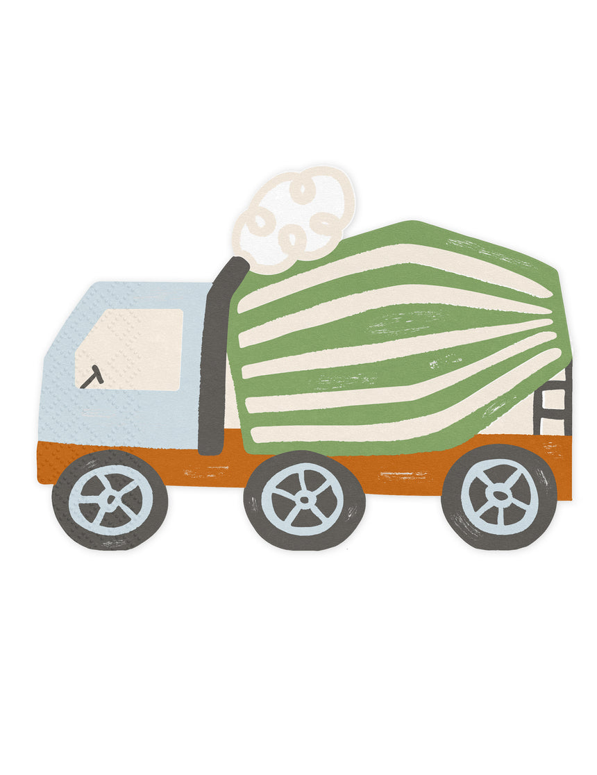 20 Serviettes camions de chantier 16 x 13 cm