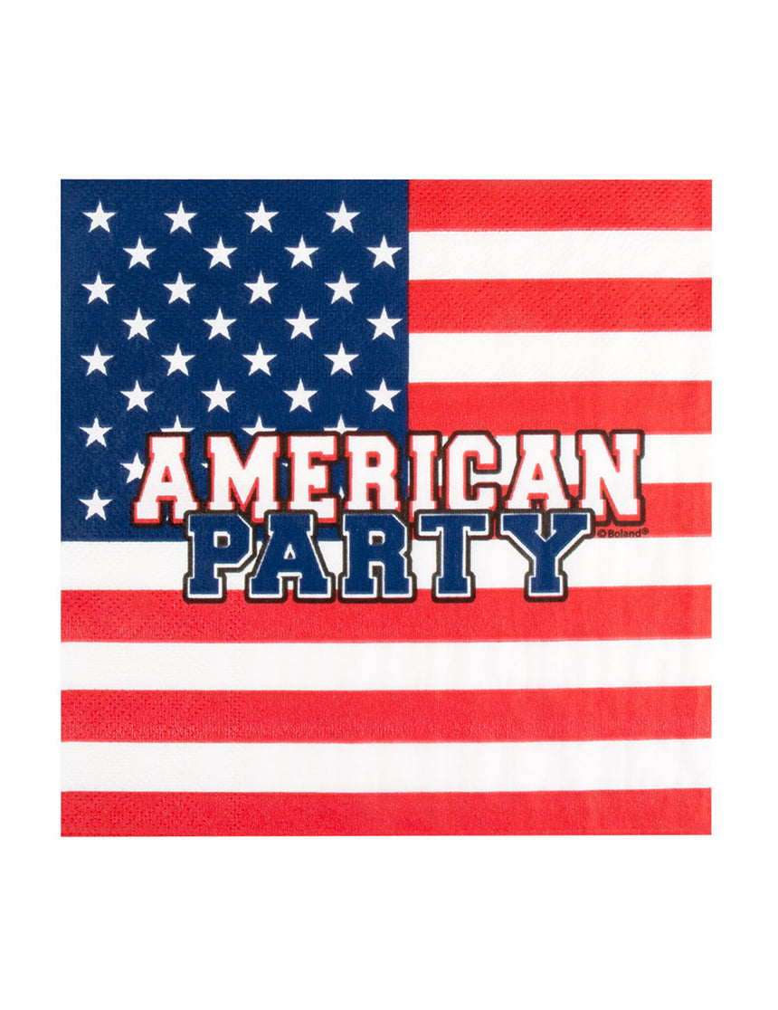 20 Serviettes en papier American party 33 x 33 cm