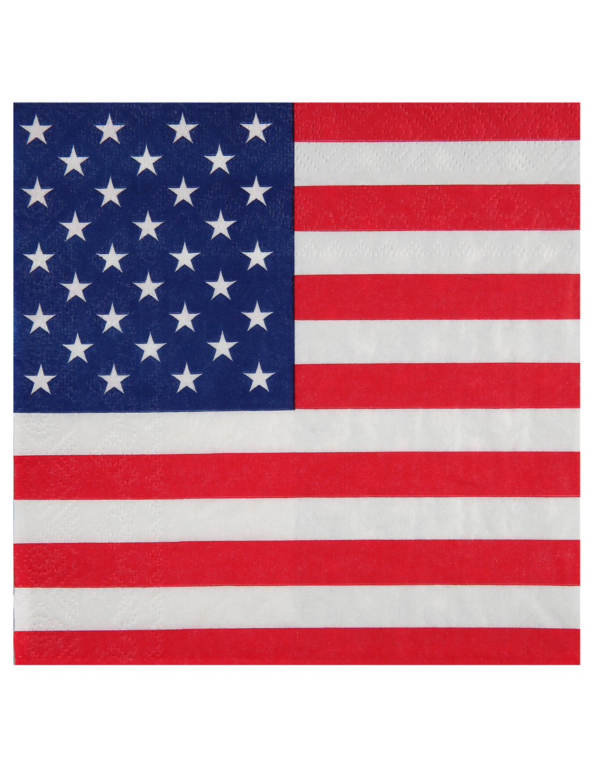20 serviettes en papier Amérique 33 x 33 cm drapeau USA