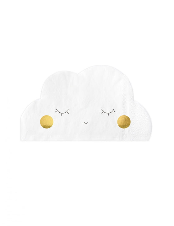 20 serviettes en papier en forme de nuage blanc 32 x 19 cm yeux fermés