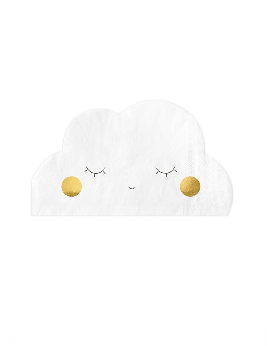 20 serviettes en papier en forme de nuage blanc 32 x 19 cm yeux fermés