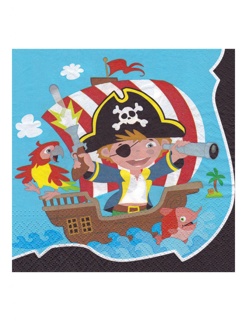 20 serviettes en papier pirate 33 x 33 cm pour anniversaire enfant
