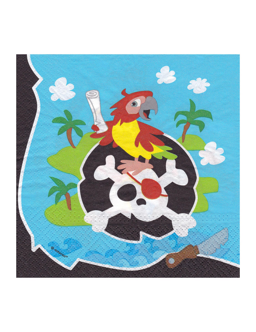 20 serviettes en papier pirate 33 x 33 cm pour anniversaire enfant
