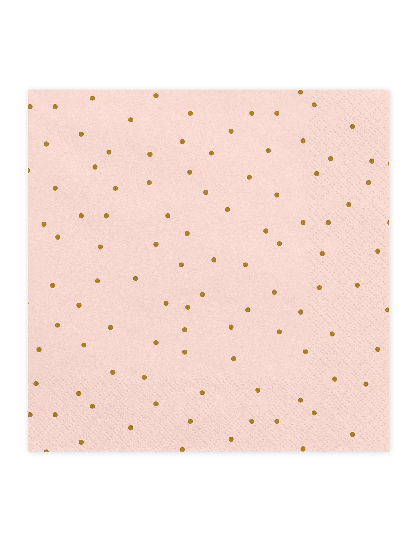 20 Serviettes en papier roses pâles à pois dorés 33 x 33 cm