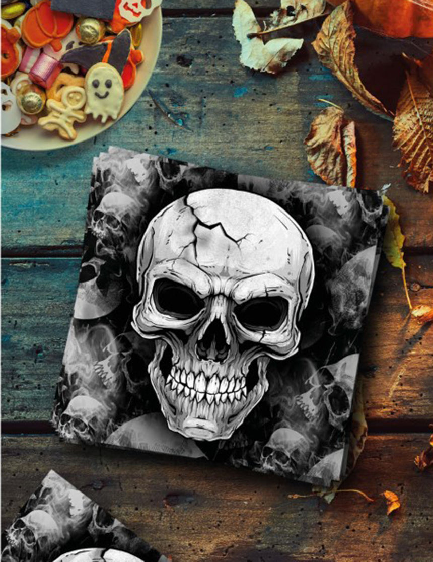 20 Serviettes tête de mort 16 x 16 cm
