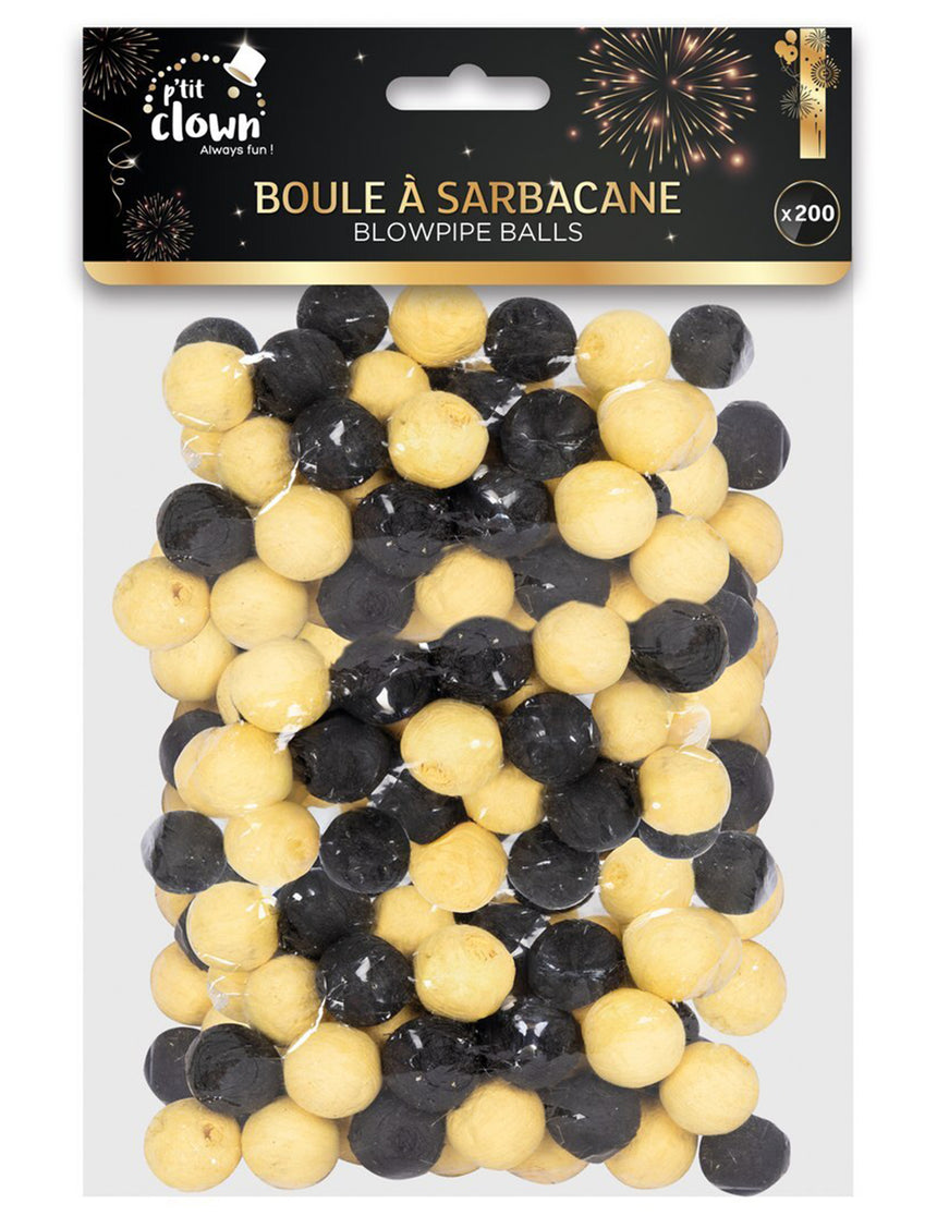 200 Boules à sarbacane noir et or